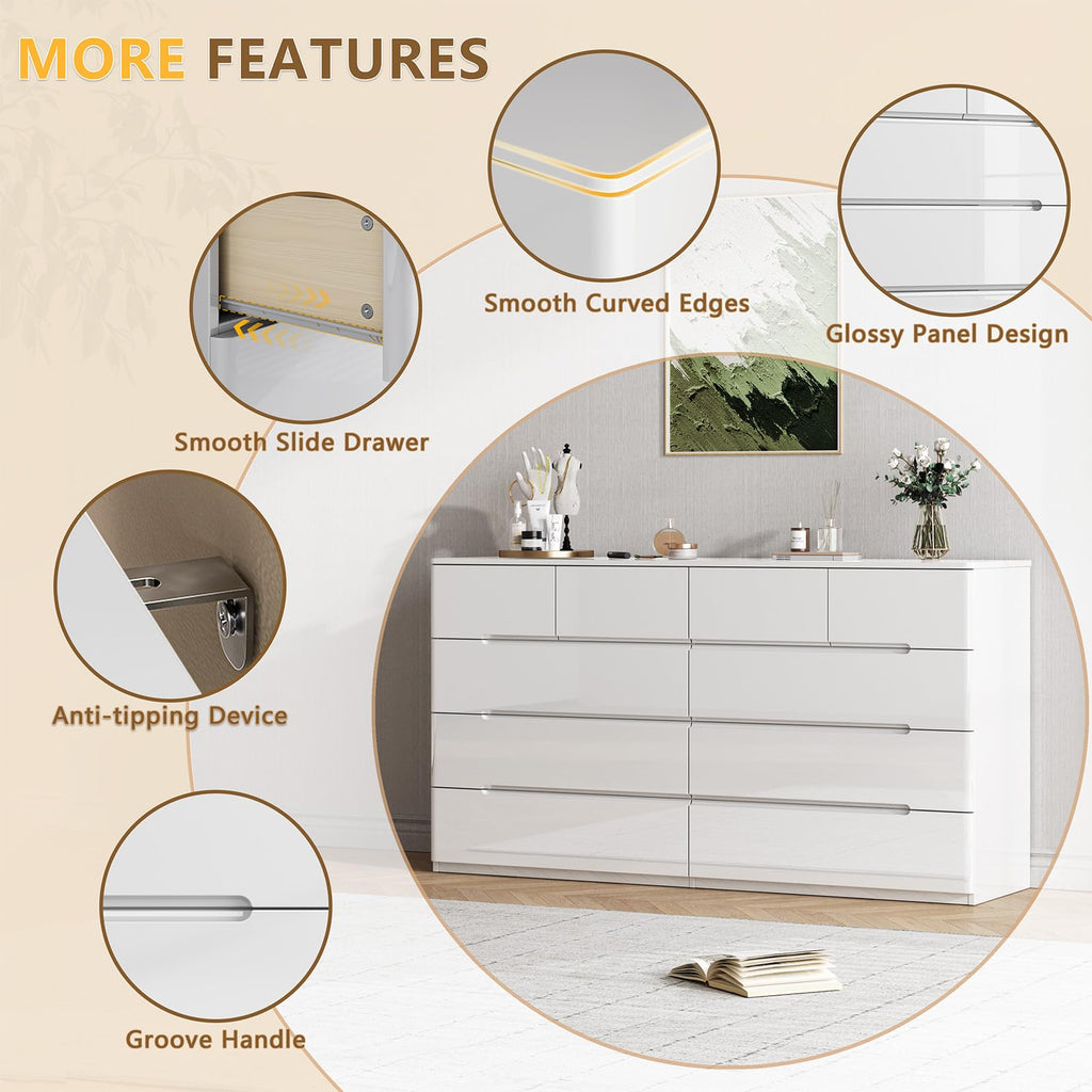 White 10 Drawer Dresser D641869