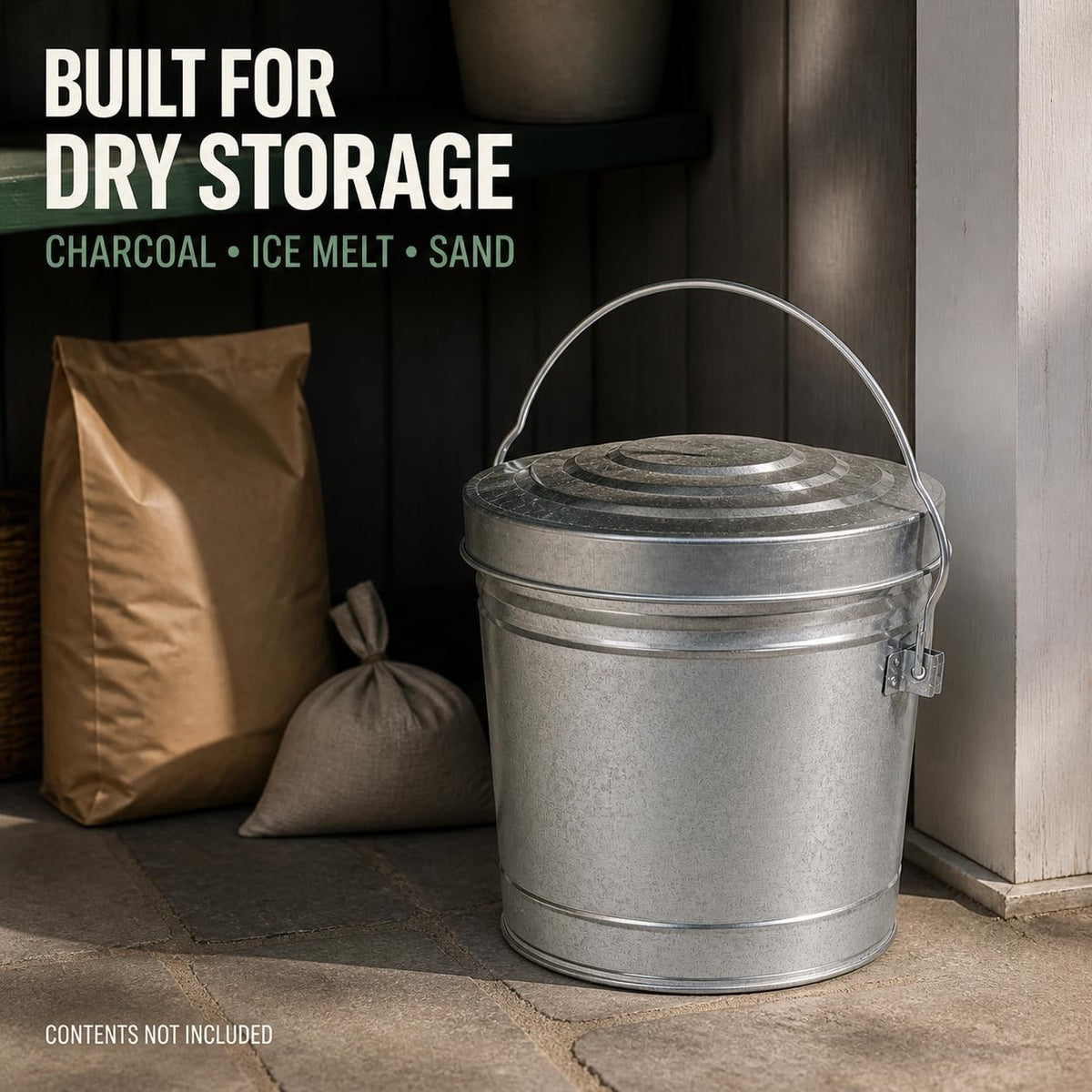 6 Gal Galvanized Steel Storage Can with Locking Lid J658982