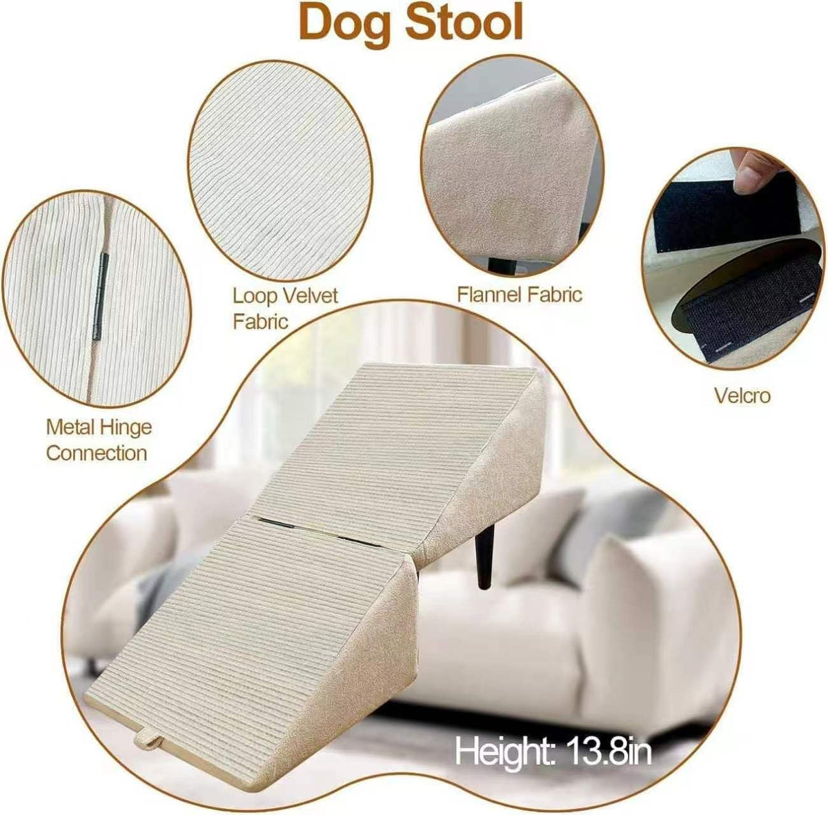 Foldable Dog Ramp Convertible Dog Steps Ottoman L989
