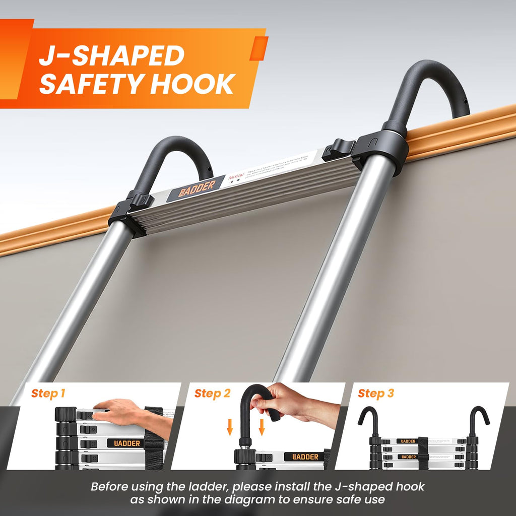 12.5 FT Telescoping Ladder with Hooks L9290