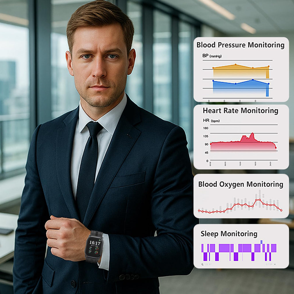 Blood Pressure Monitor Watch with Heart Rate, Blood Oxygen, Sleep Monitoring P9745