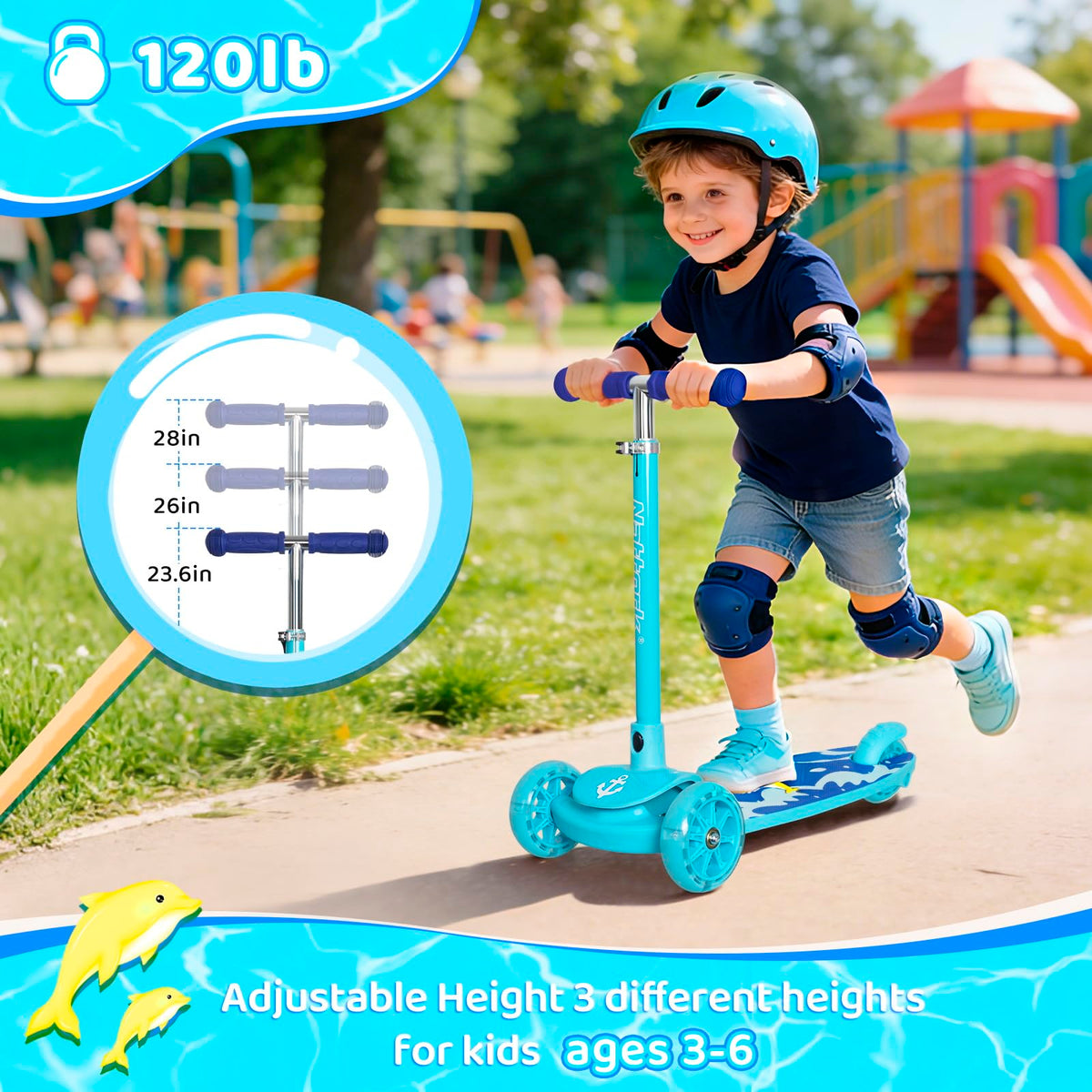 3-Wheel Toddler Kick Scooter with Light-Up Wheels H288