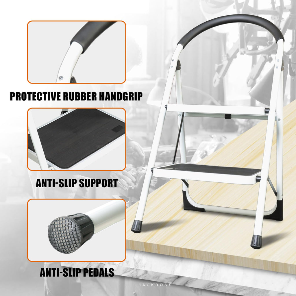 2 Step Folding Lightweight Step Stool with Anti-Slip Pedal 400 lbs Capacity Y212411