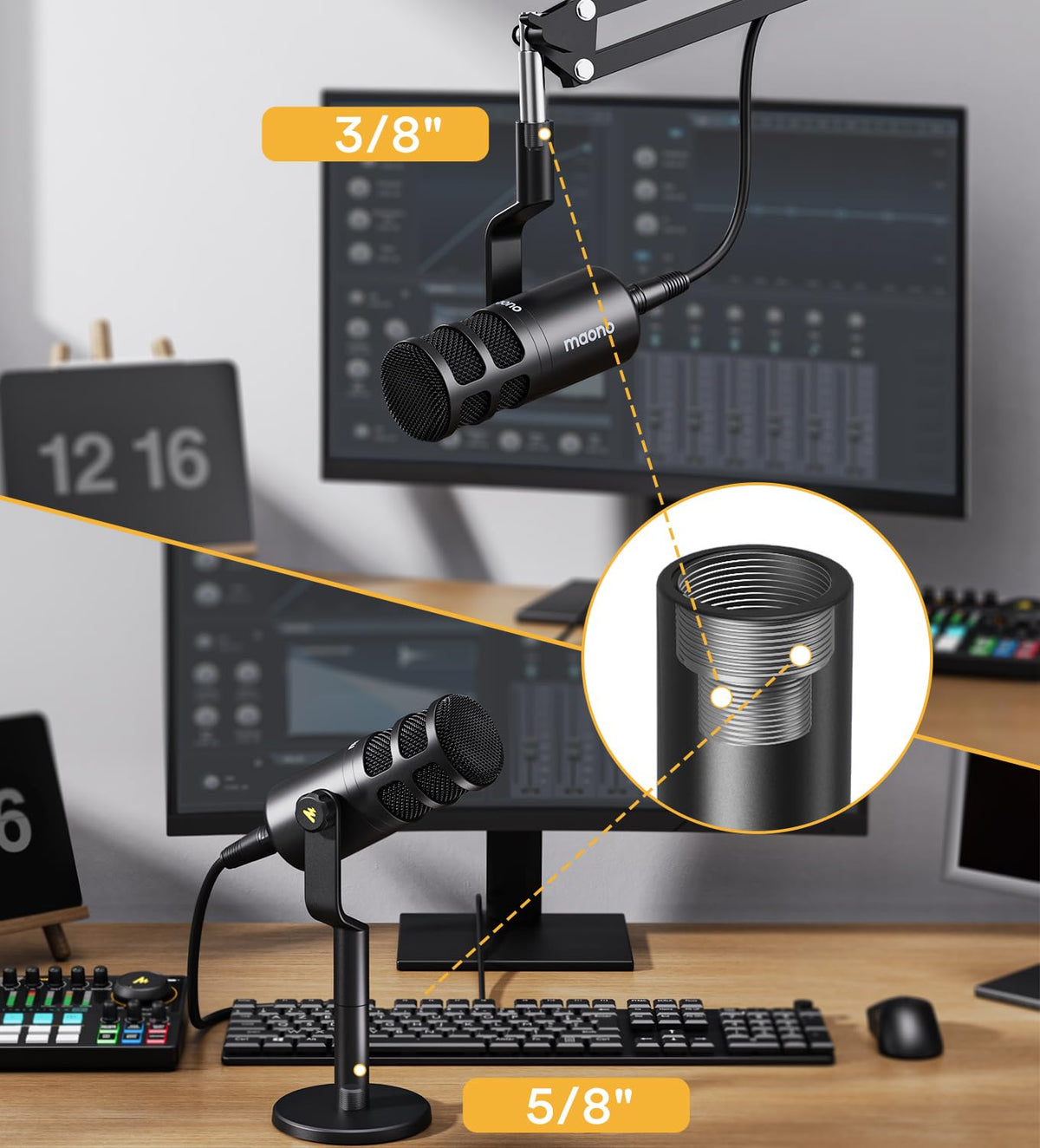 XLR Podcast Microphone, Cardioid Dynamic Metal Desk Mic P5986