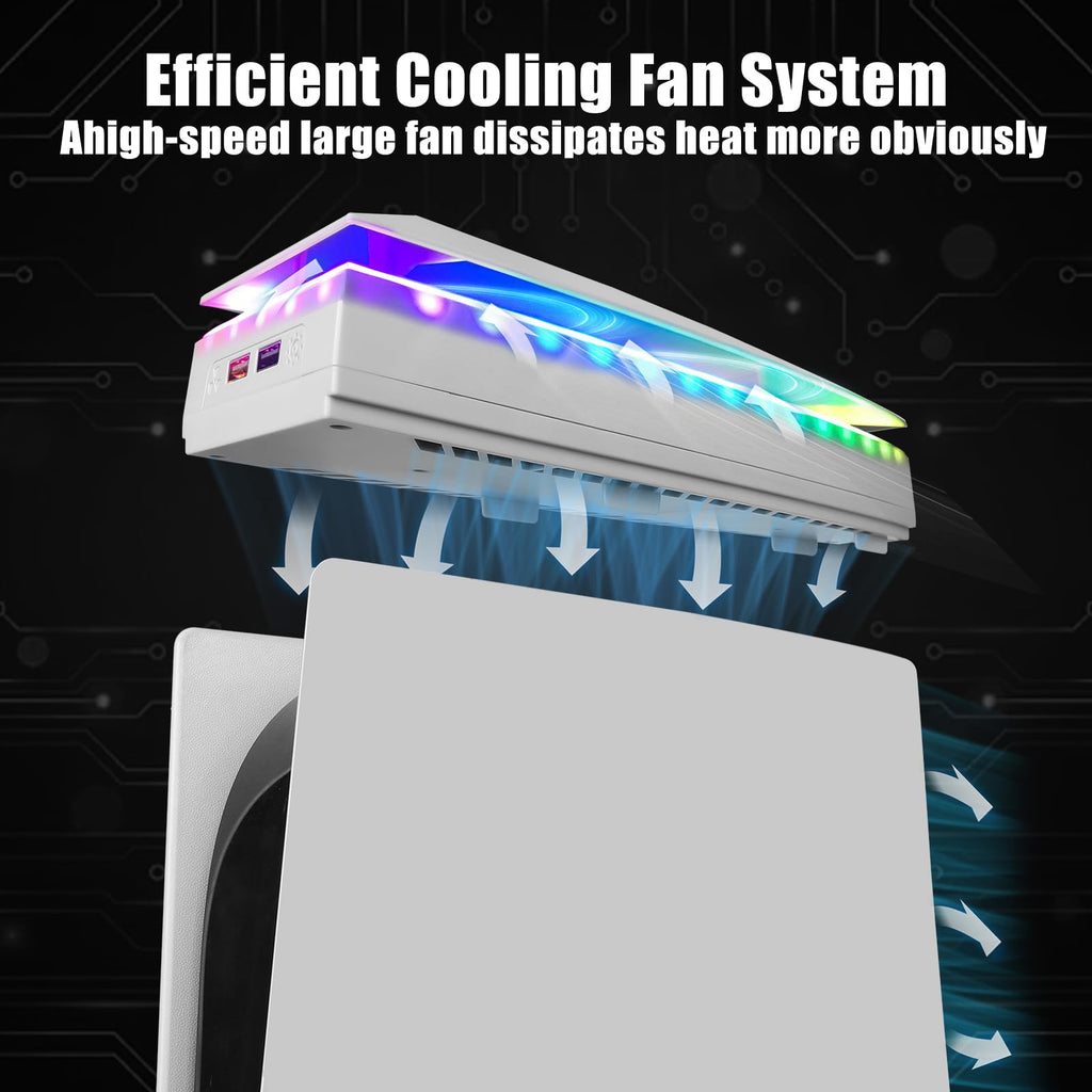 Console Cooling Fan with Dust Cover Colorful LED Light J892