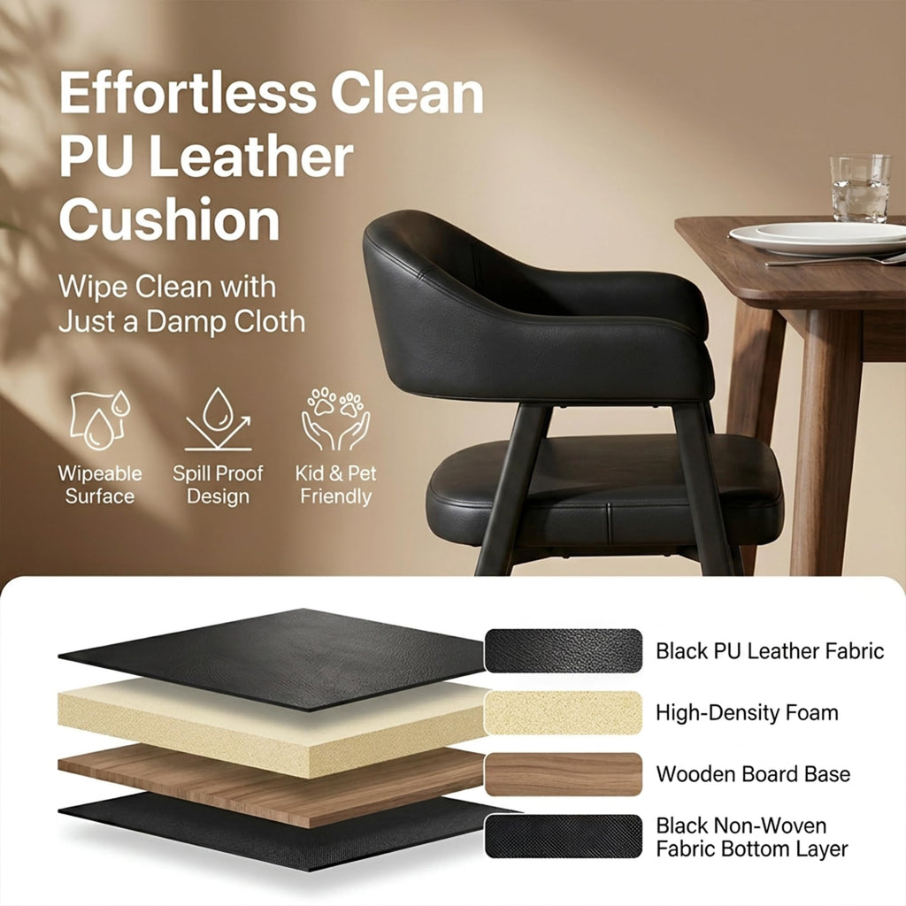 Black Faux Leather Dining Chairs Set of 6 R6710