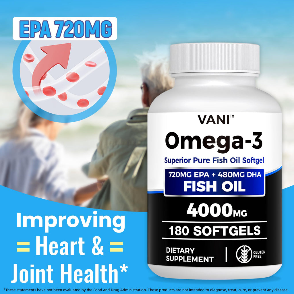 Omega 3 Fish Oil 4000mg 180 Softgels EPA & DHA K486