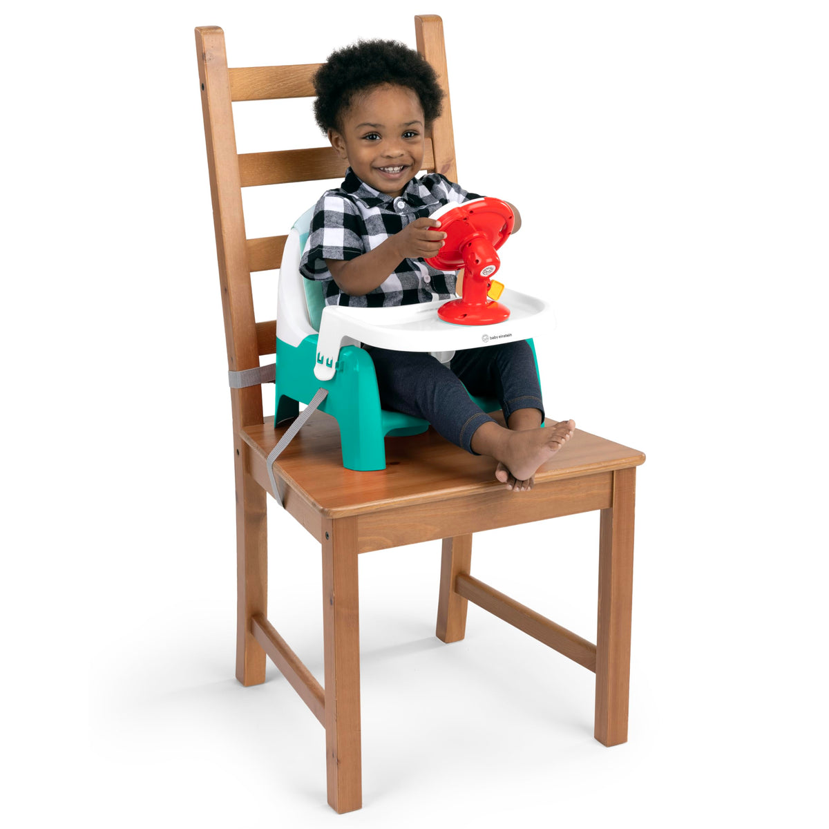 2 in 1 Compact Booster Feeding Seat with Musical Steering Wheel Toy X620