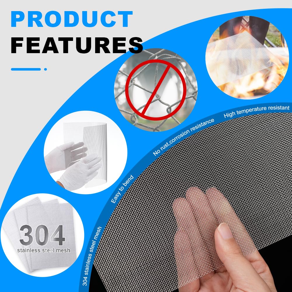 12×8 Inch 20 Mesh 304 Stainless Steel Wire Mesh Screen H64129