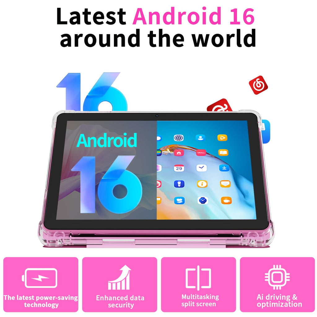 Android 16 Tablet 10 inch 20GB RAM 128GB ROM Octa-core Pink A165684