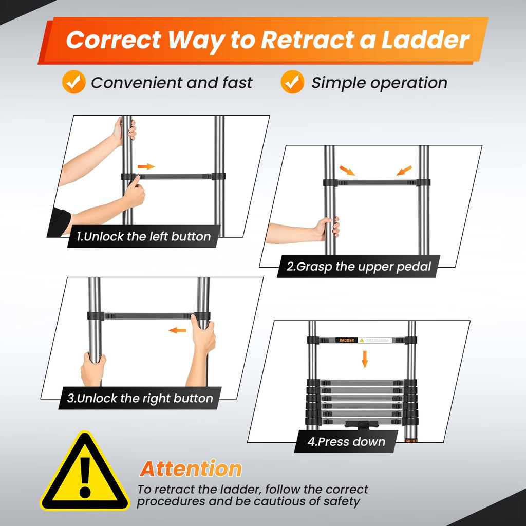 12.5 FT Telescoping Ladder with Hooks L9290