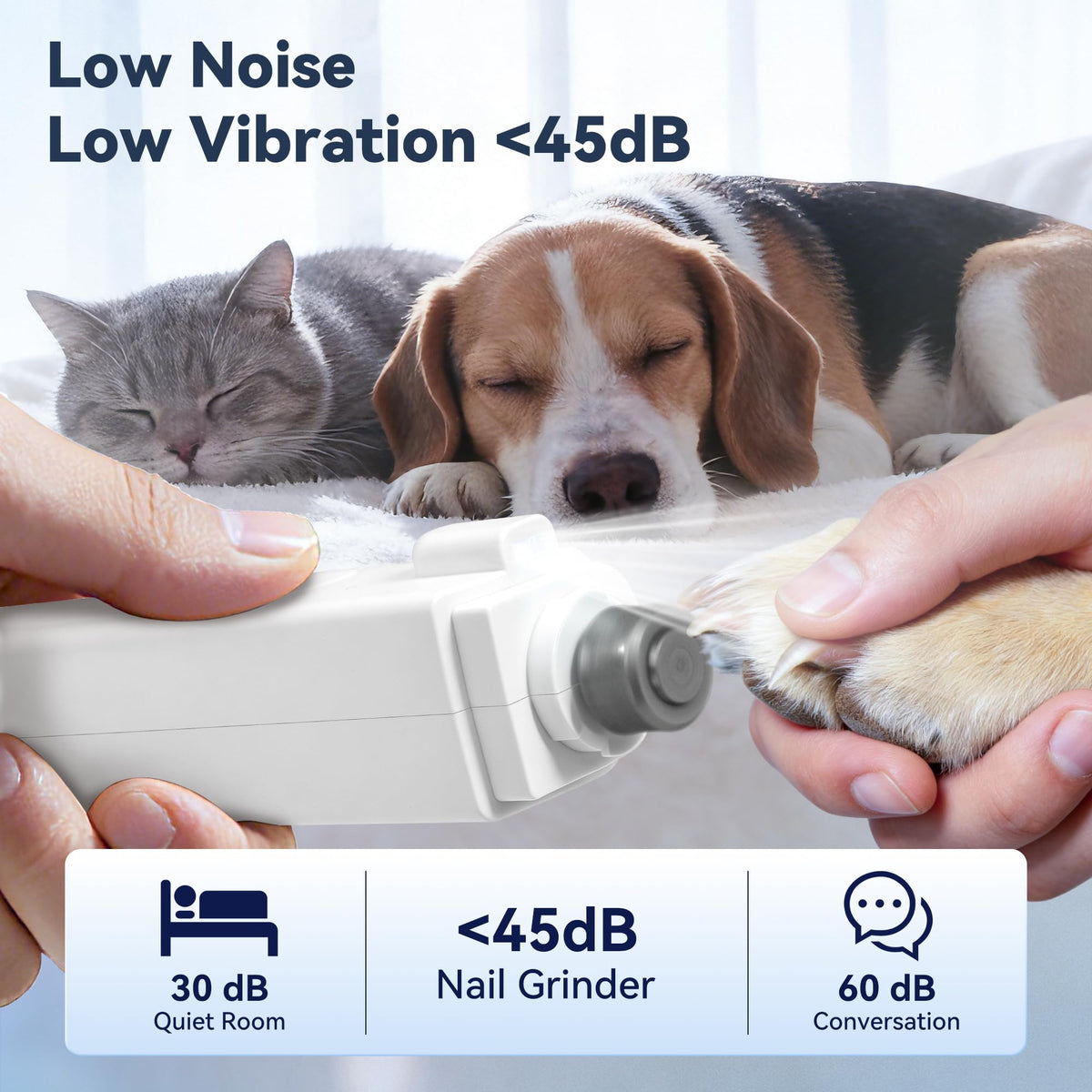 2-in-1 Quiet Electric Pet Nail Clipper & Grinder with Light W835577