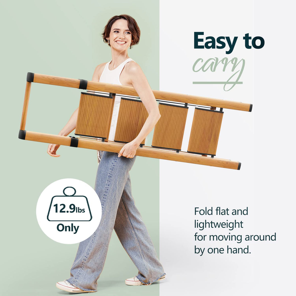 4 Step Ladders, 300lbs Load, 36'' Top Step, Wood Grain H680266