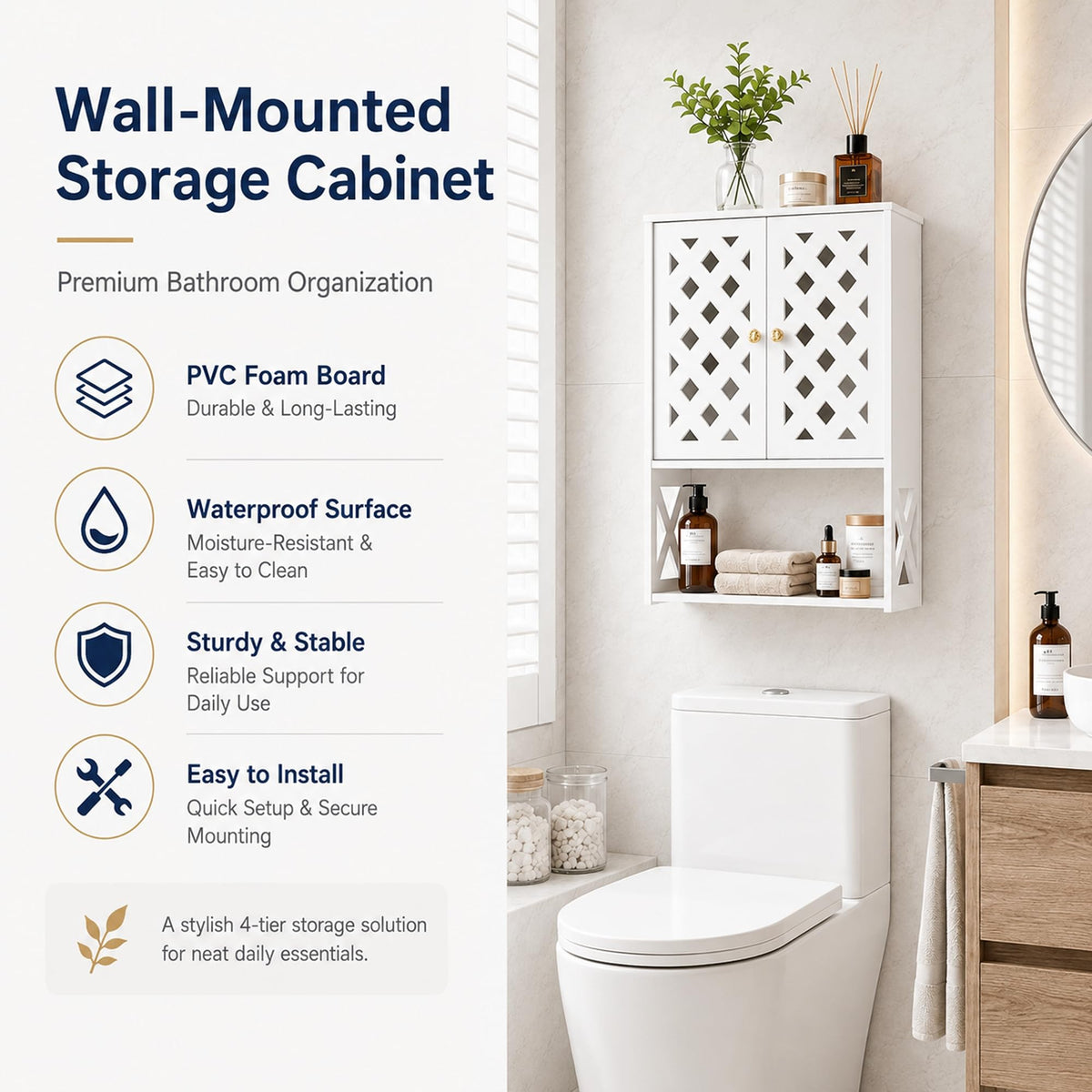 Bathroom Medicine Cabinet with 2 Doors H806030