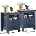 Set of 2 Nightstands with Charging Station and 2 Drawers L195693