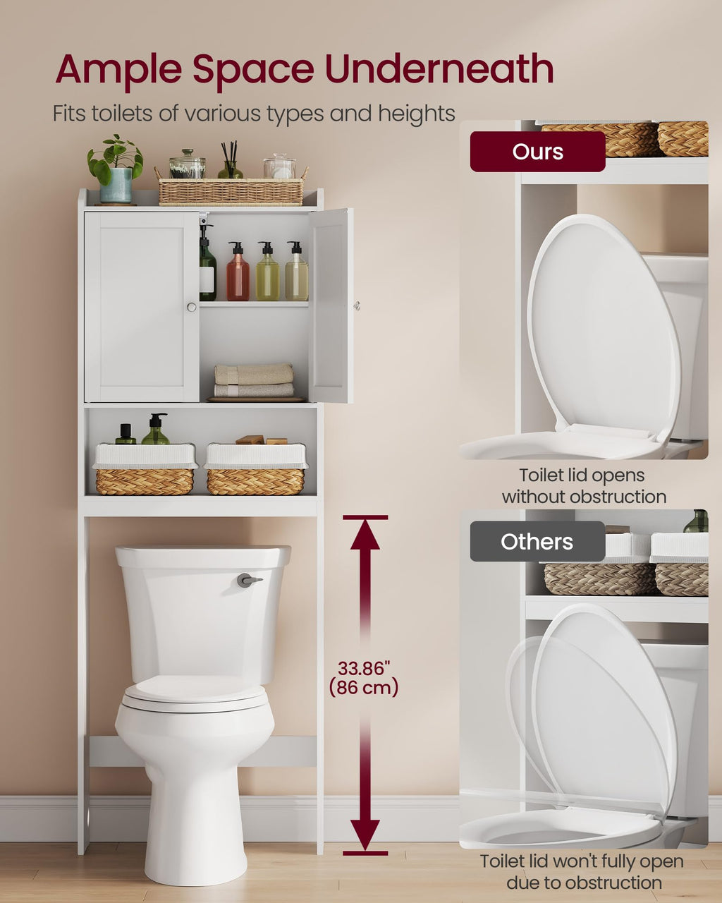 Over the Toilet Storage Cabinet with Doors and Adjustable Shelves G74501