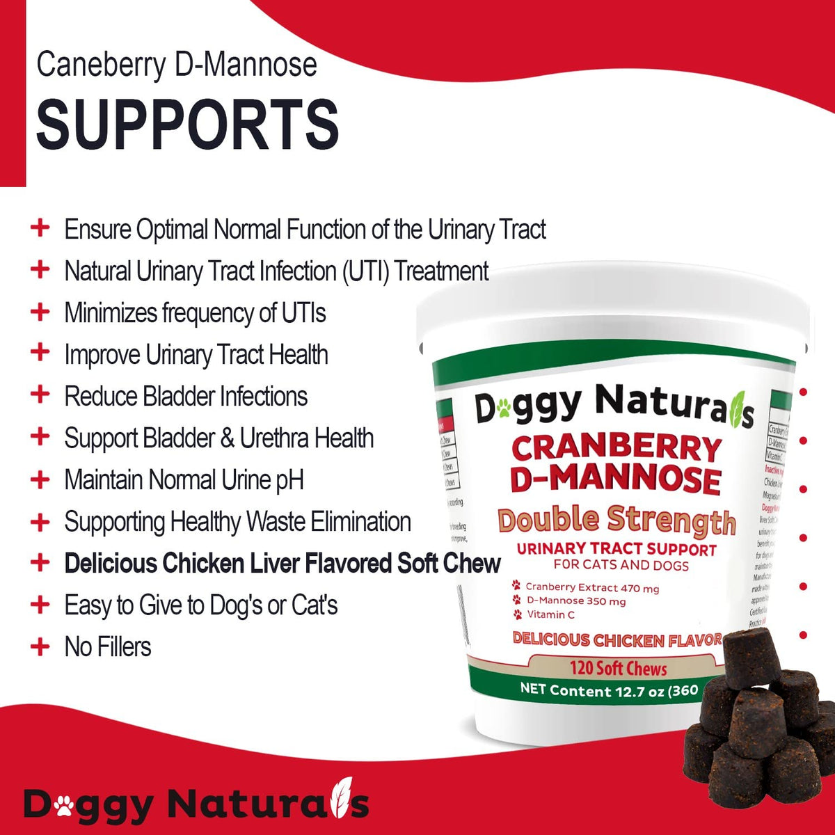 Cranberry D-Mannose Soft Chew 11.4 oz 120 Count P6508