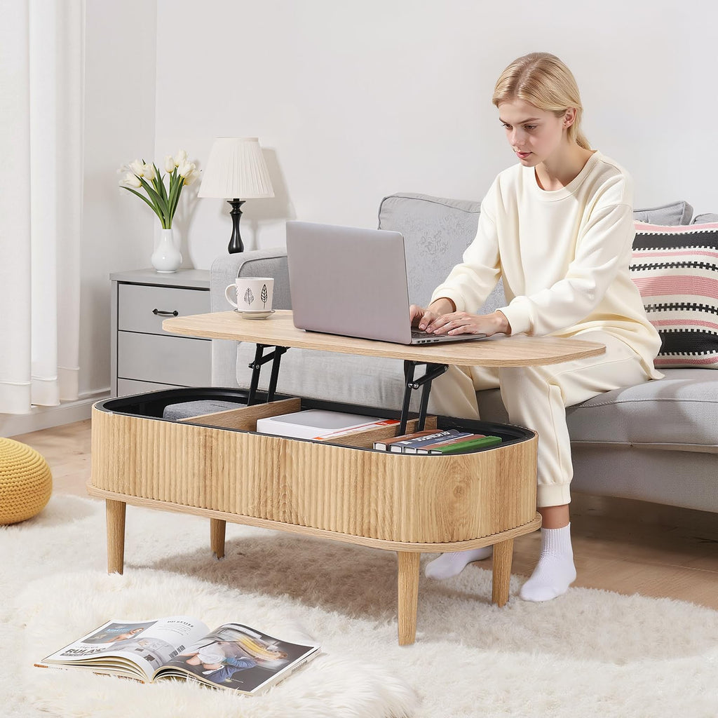 Natural Lift Top Coffee Table with Storage Q743