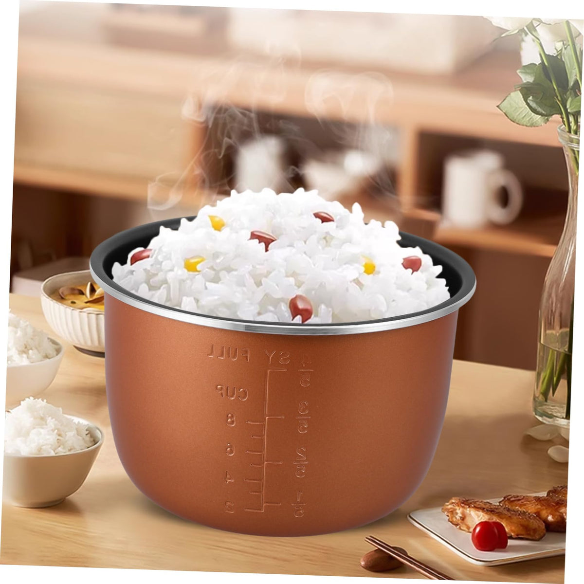 Non Stick Electric Cooker Inner Pot Aluminum Alloy Brown Y38597