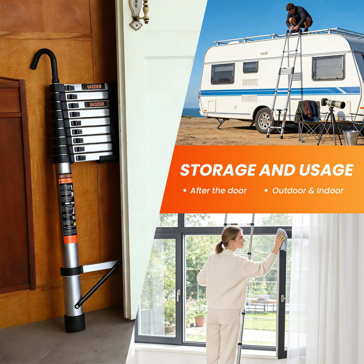 12.5 FT Telescoping Ladder with Hooks L9290