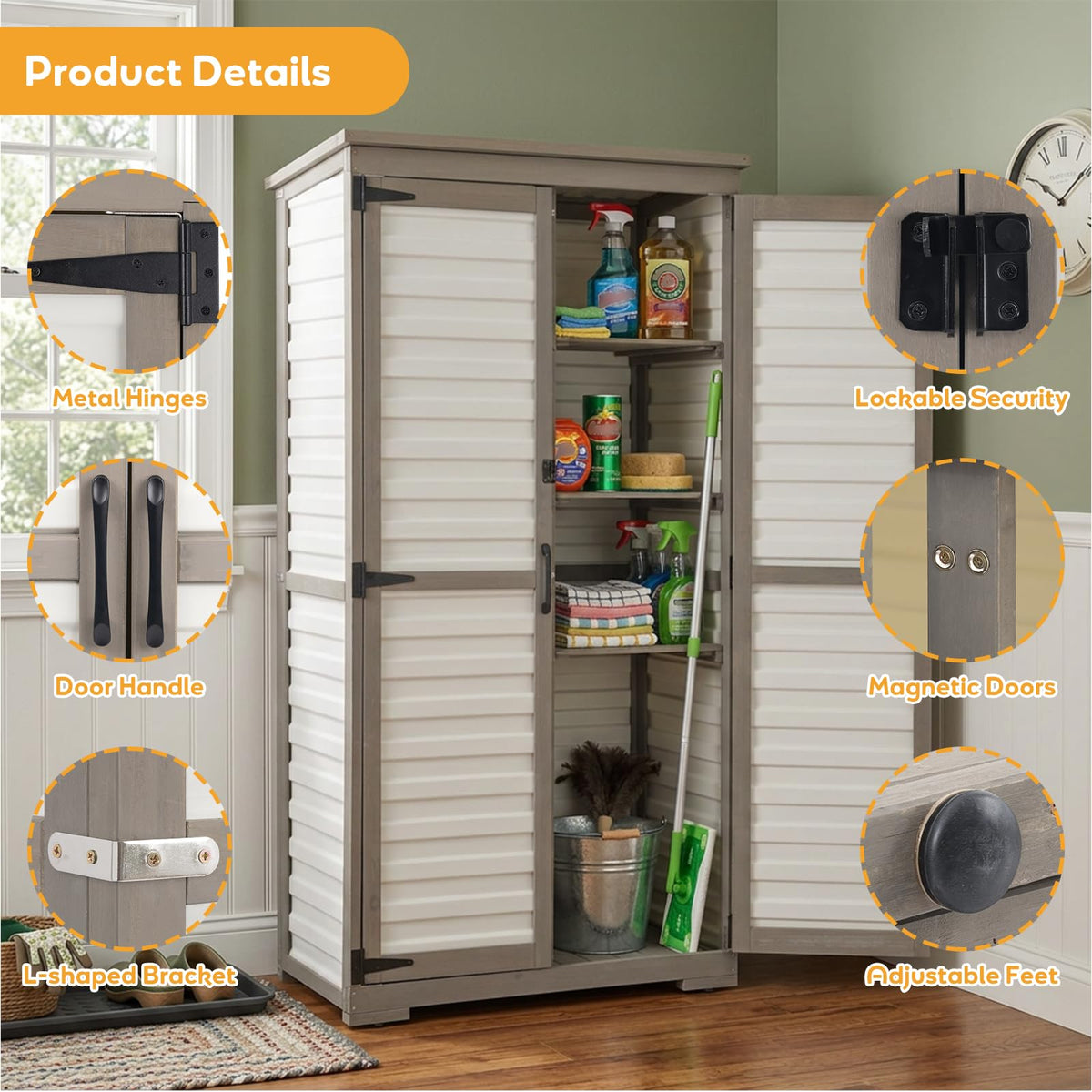 Outdoor Storage Cabinet with Adjustable Shelves O4533