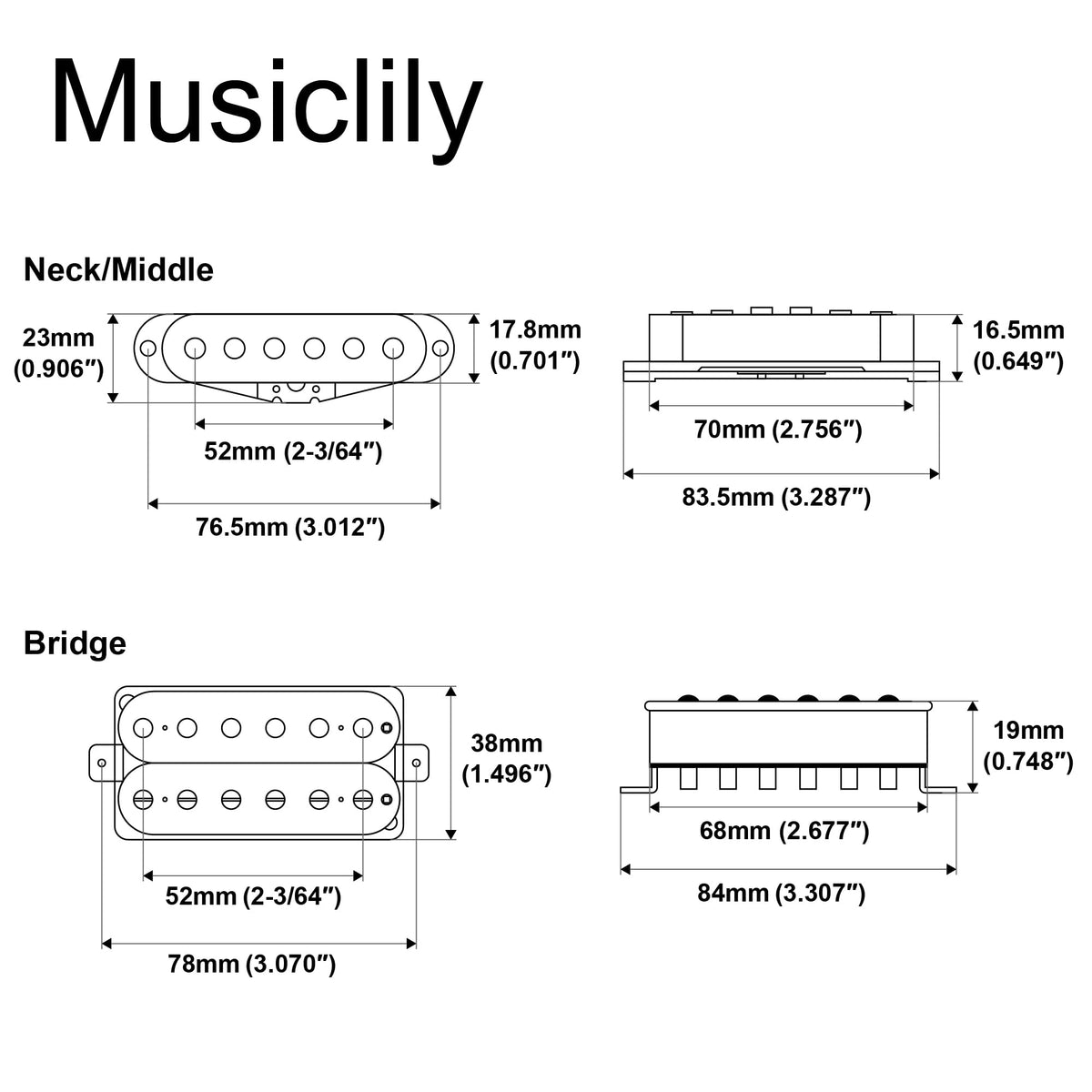 Alnico 5 Staggered Guitar Pickups Set Black A702