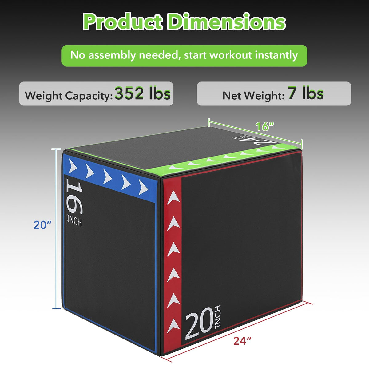 3-in-1 Foam Plyometric Jump Box with Non-Slip Cover U9692