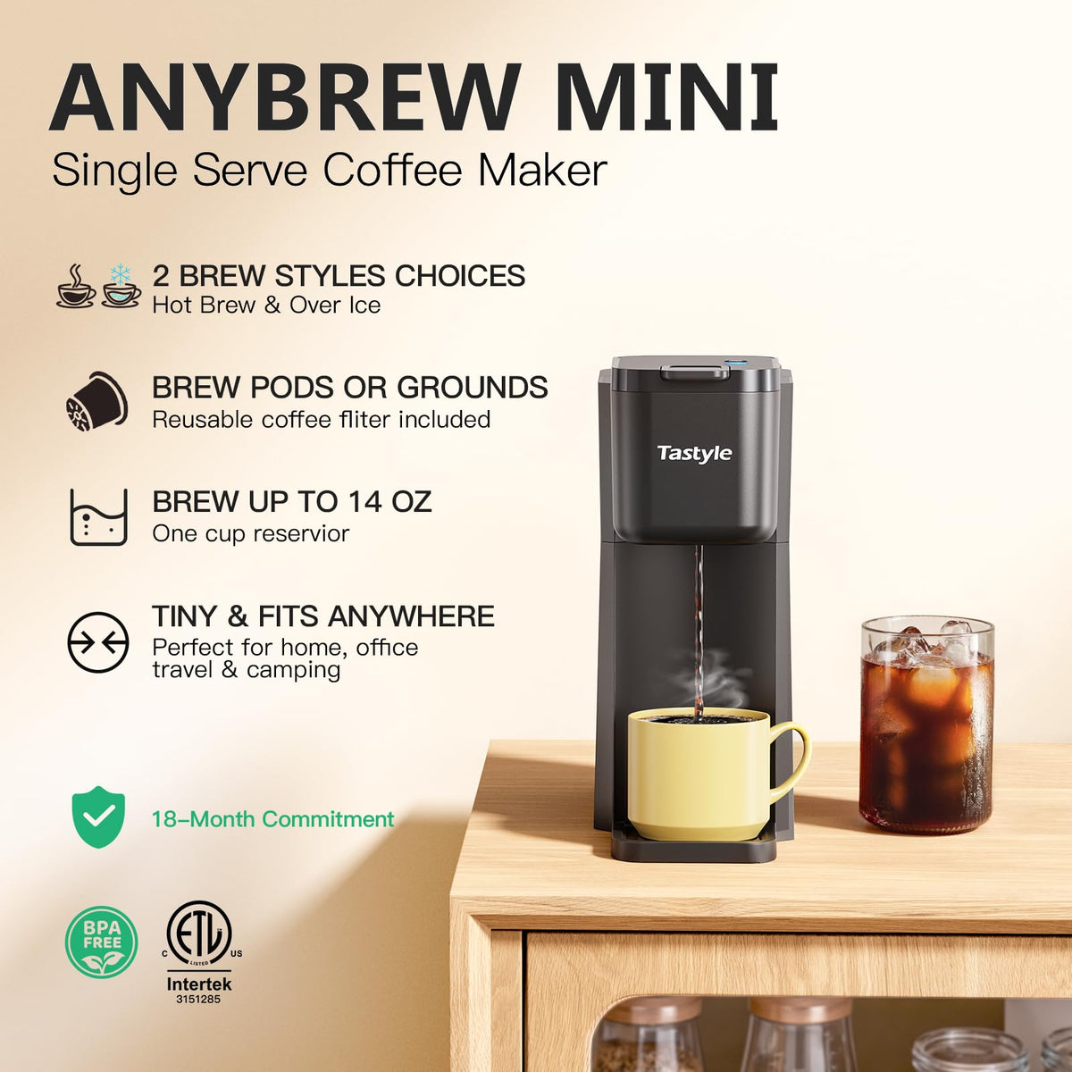 Mini Single Serve Hot and Iced Coffee Maker J2256