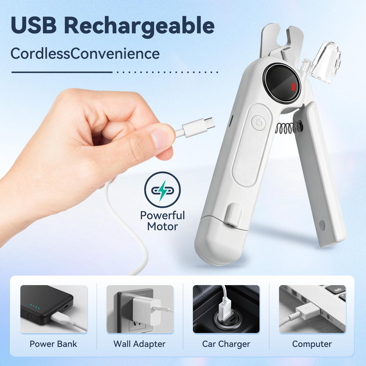 2-in-1 Quiet Electric Pet Nail Clipper & Grinder with Light W835577