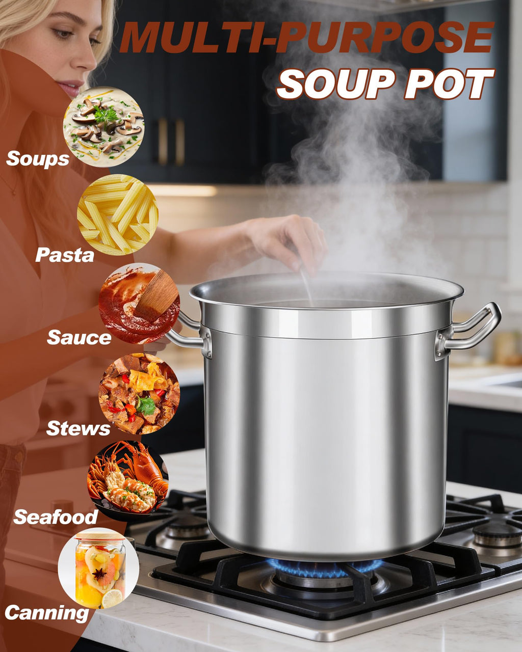 40 Quart Stainless Steel Stock Pot with Lid M55469