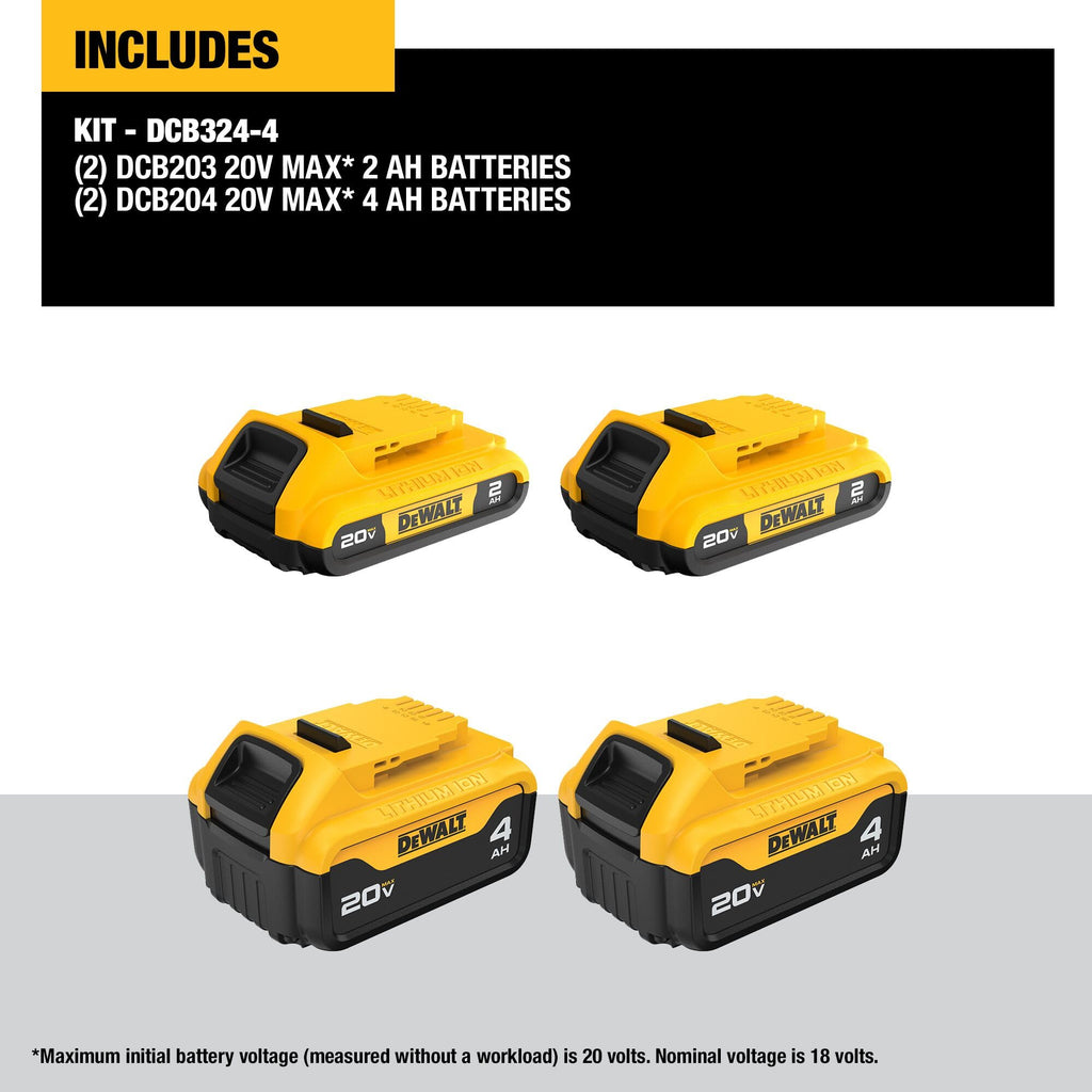20V MAX Lithium Ion Battery 2 Ah and 4 Ah 4-Pack N671