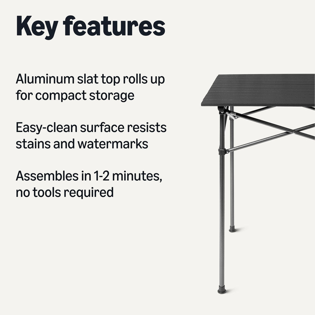 Portable Camping Table with Aluminum Roll-Up Top Z84463