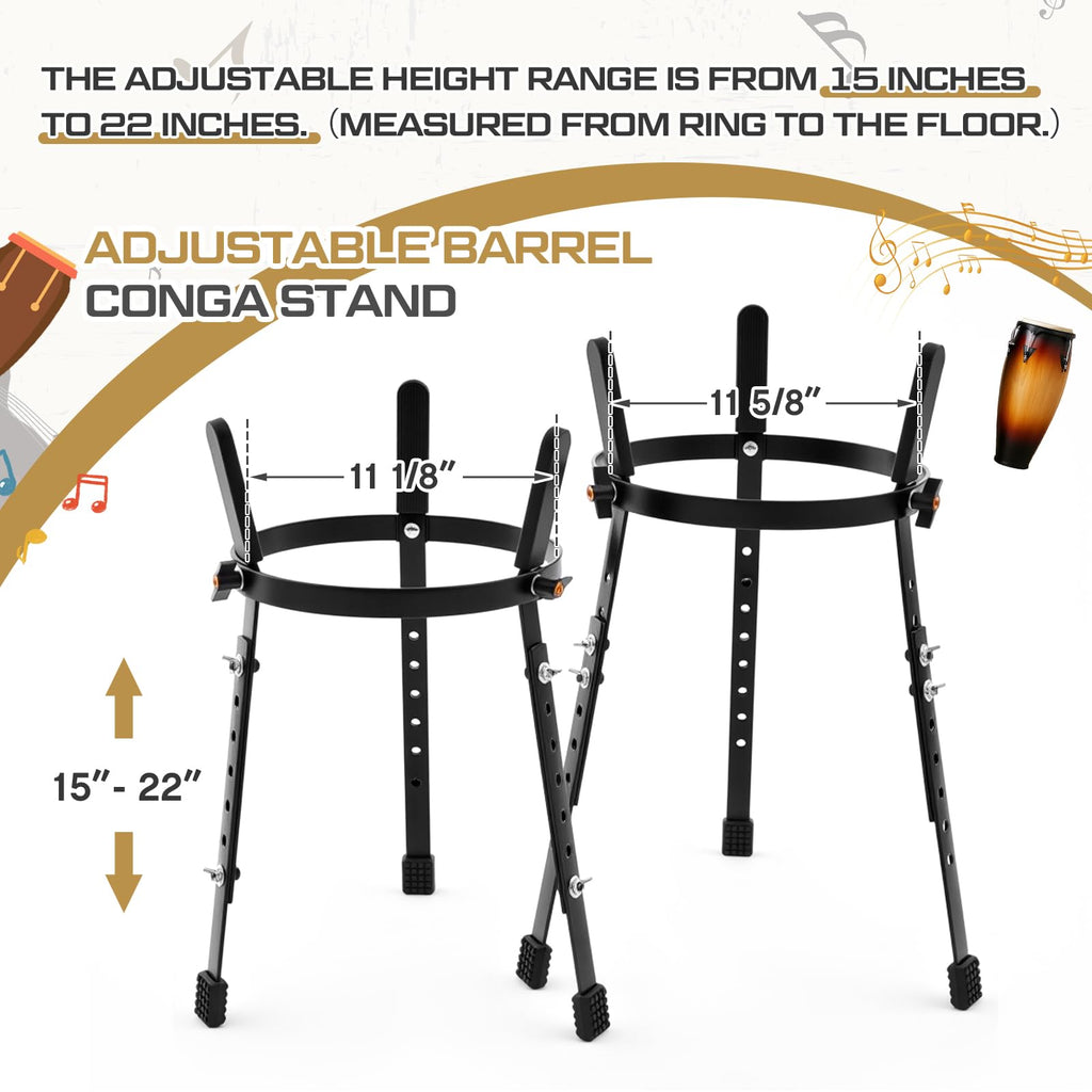 2 Pcs Black Adjustable Conga Drum Stand M361777