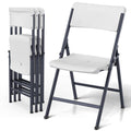 White 4 Pack Plastic Folding Chairs with Metal Frame H8564