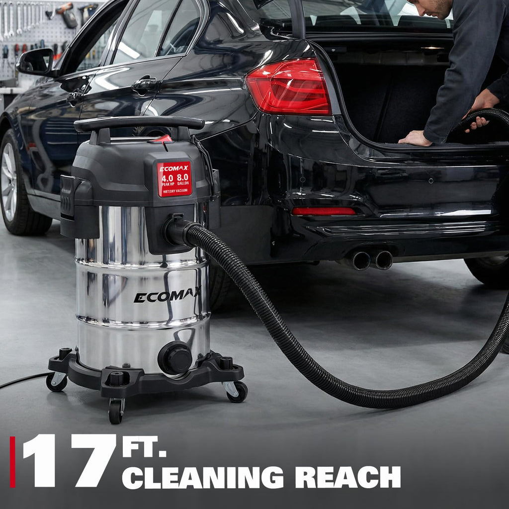 8 Gallon Stainless Steel Wet and Dry Shop Vacuum F573145