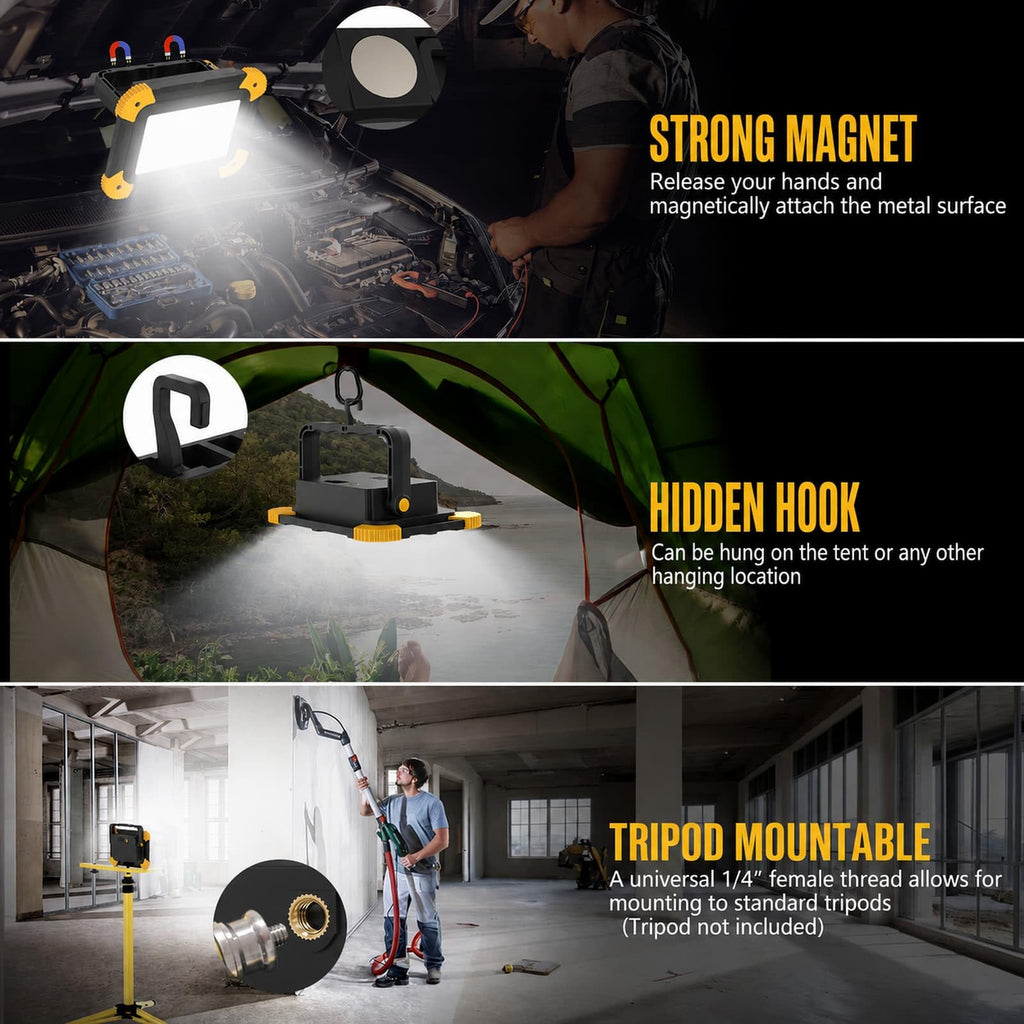 2-Pack Magnetic LED Work Lights USB Rechargeable 40W Z3059