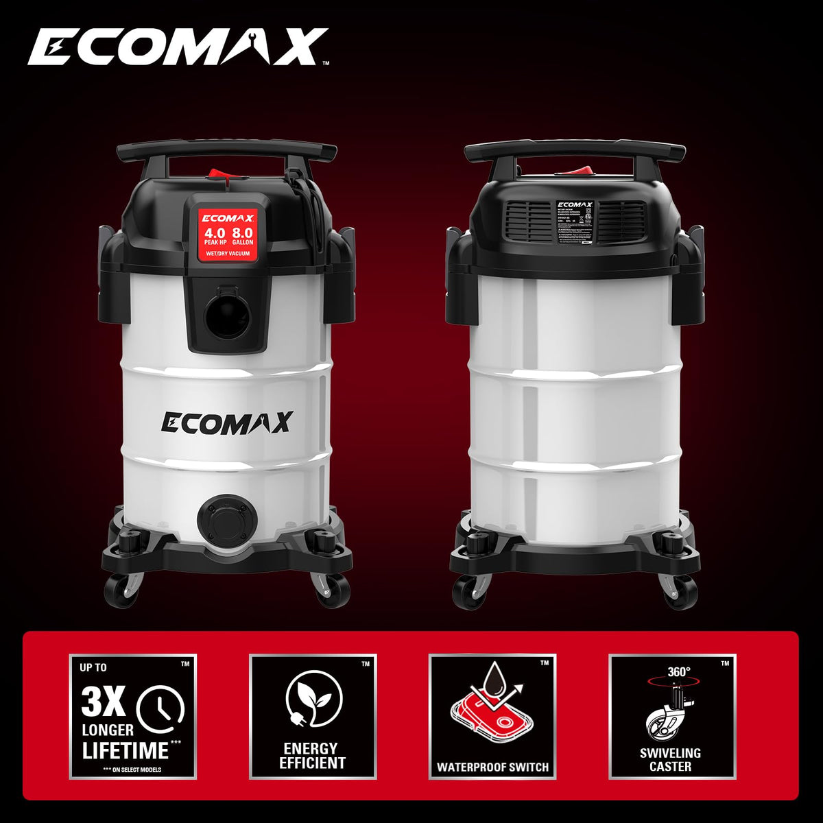 8 Gallon Stainless Steel Wet and Dry Shop Vacuum F573145