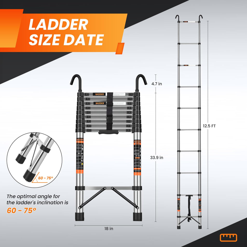 12.5 FT Telescoping Ladder with Hooks L9290