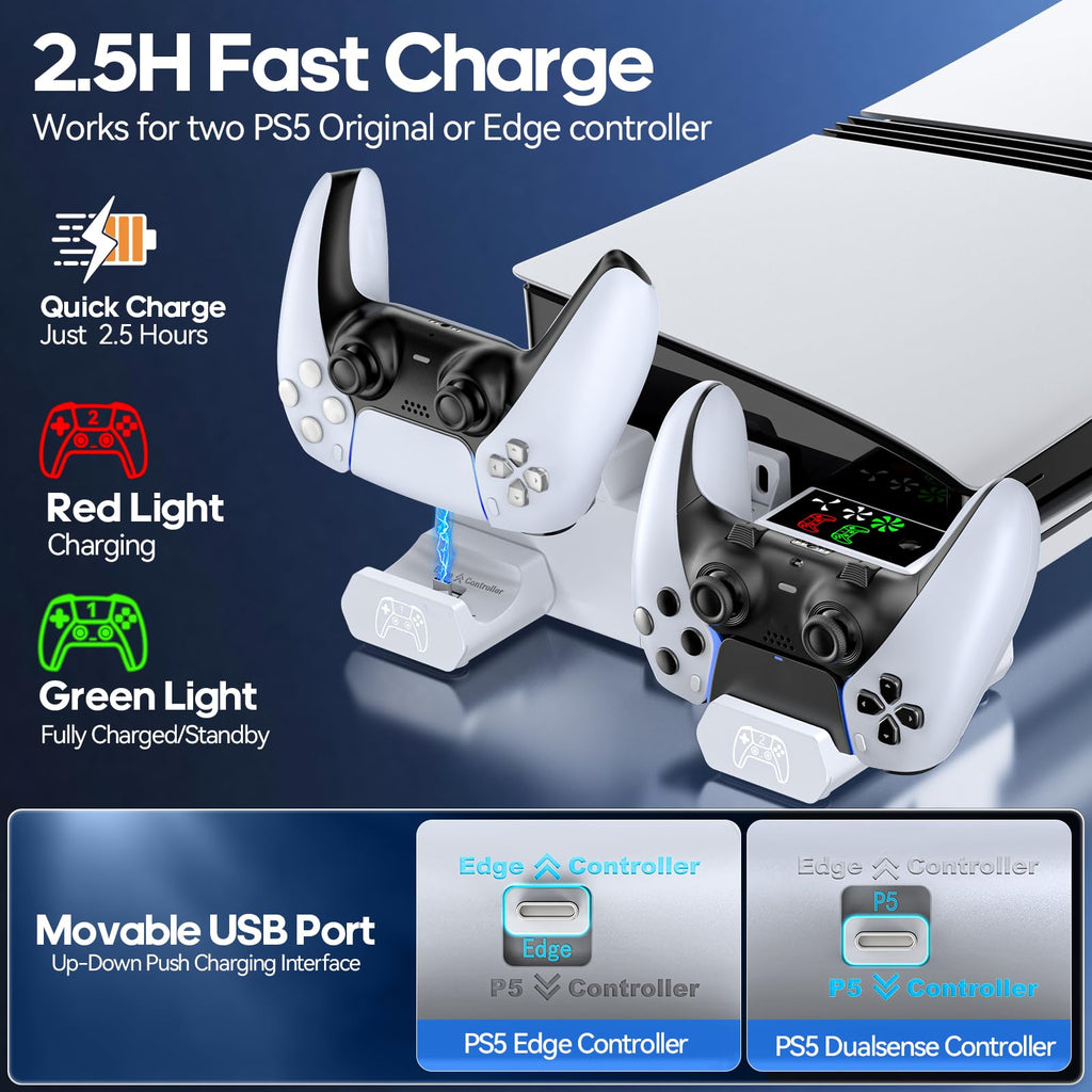 PS5 Horizontal Stand and Cooling Station with Controller Charging Station L13417