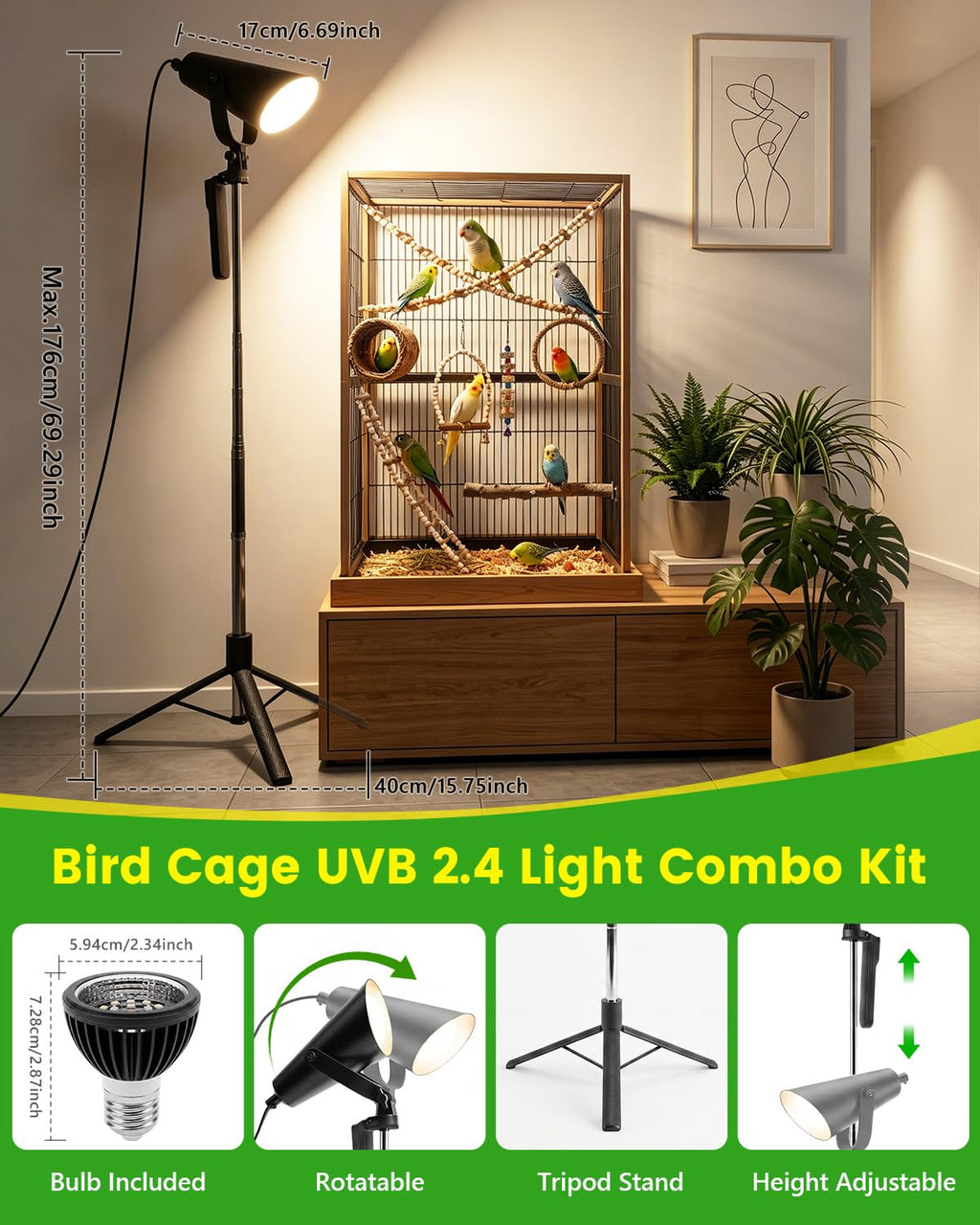 Bird Light with Adjustable Tripod Stand U98119