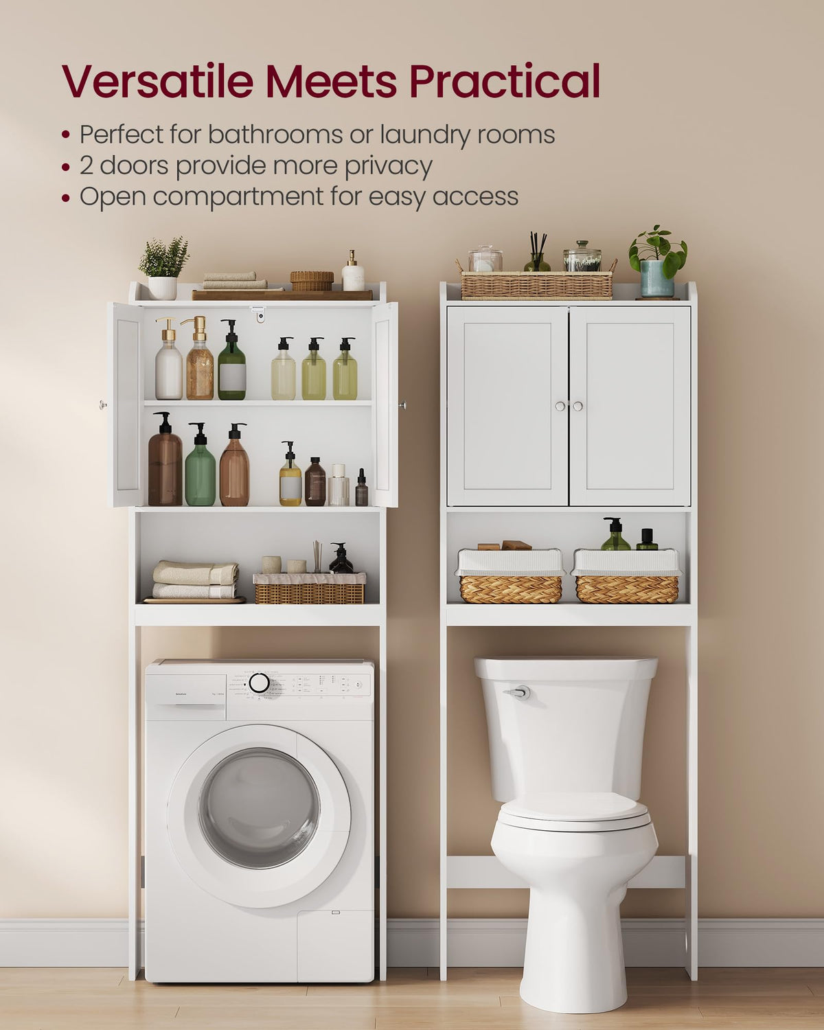 Over the Toilet Storage Cabinet with Doors and Adjustable Shelves G74501