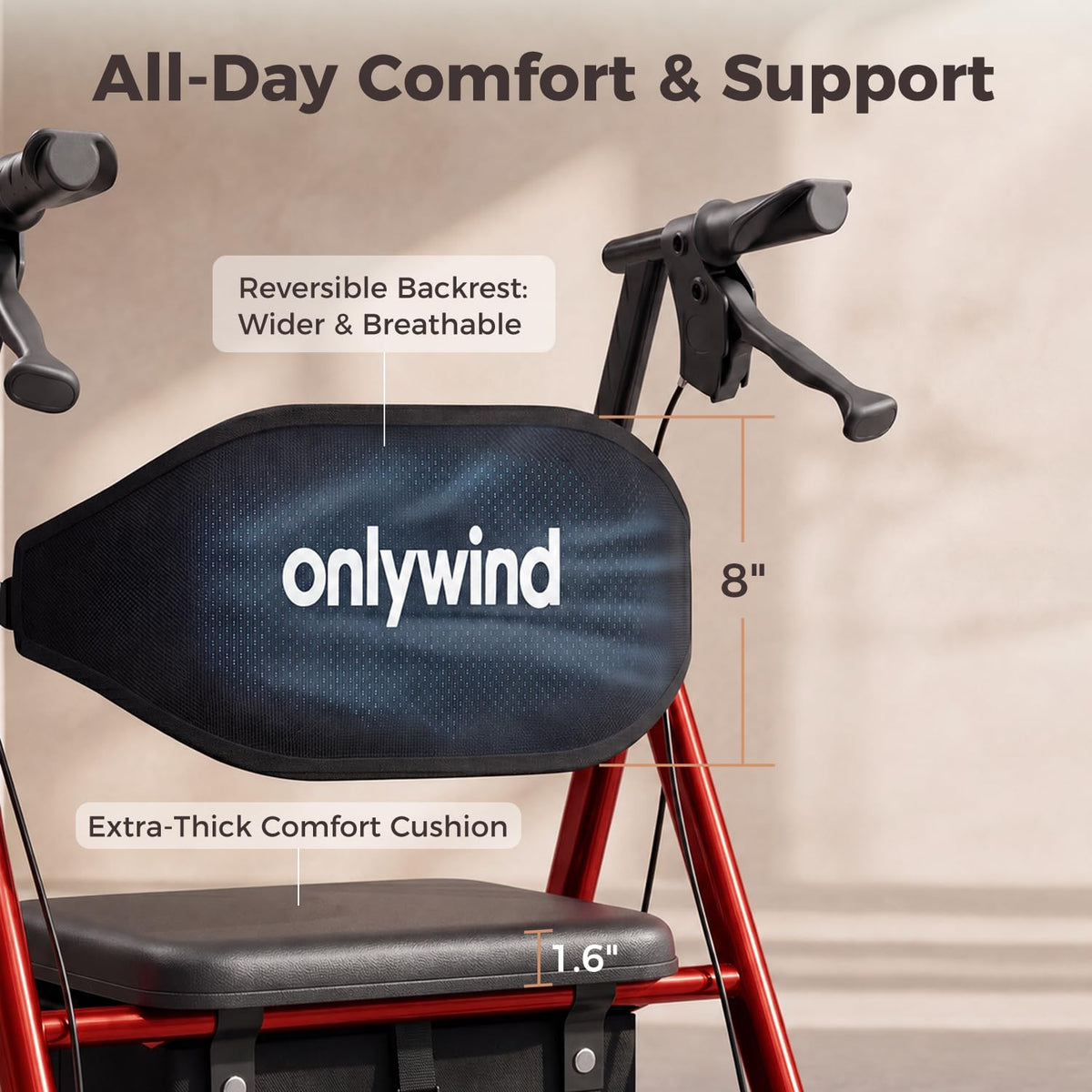 Lightweight Rollator Walkers Wheelchair Combo with Seat U975789
