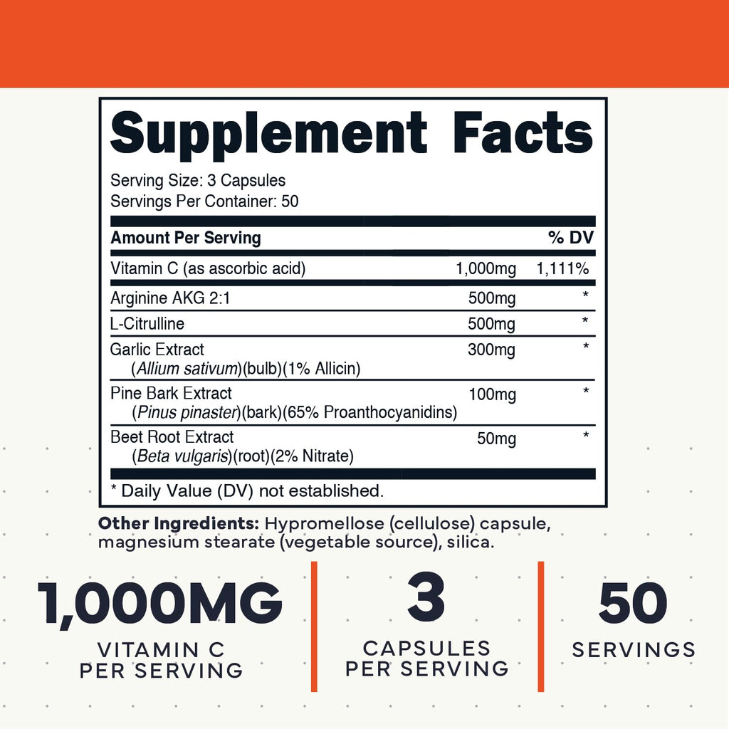 Nitric Oxide Booster 150 Veggie Capsules Y3879