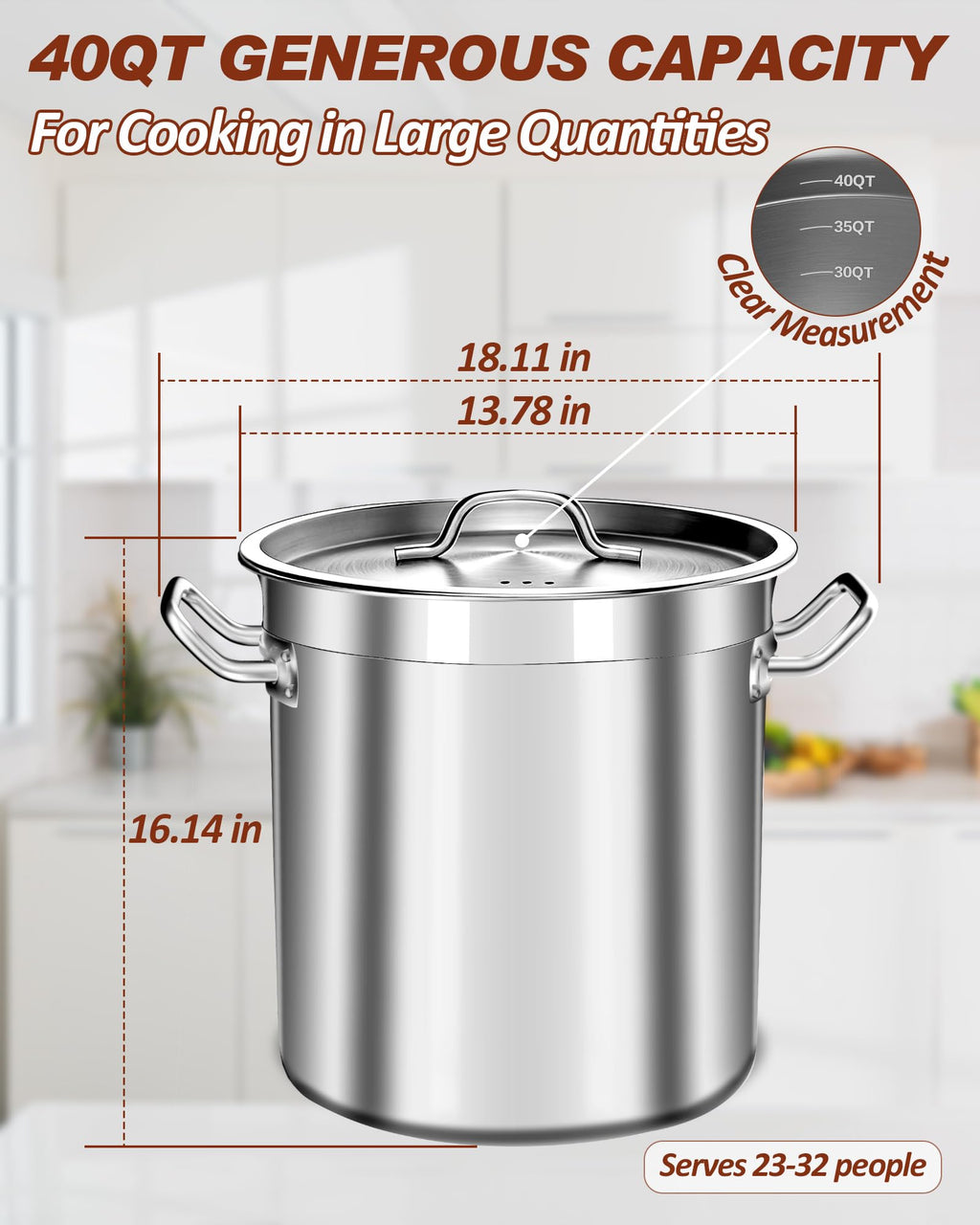 40 Quart Stainless Steel Stock Pot with Lid M55469