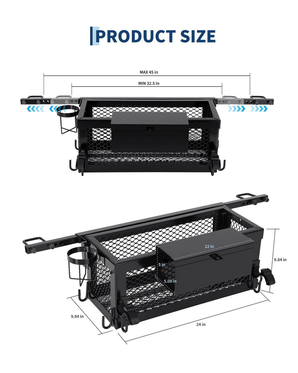 Heavy Duty Tractor Tool Box Basket Attachment 24x10x10in Storage Box T83861