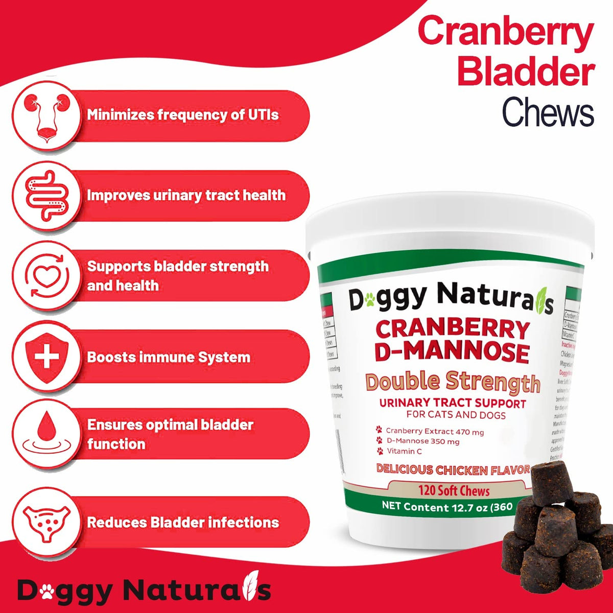 Cranberry D-Mannose Soft Chew 11.4 oz 120 Count P6508