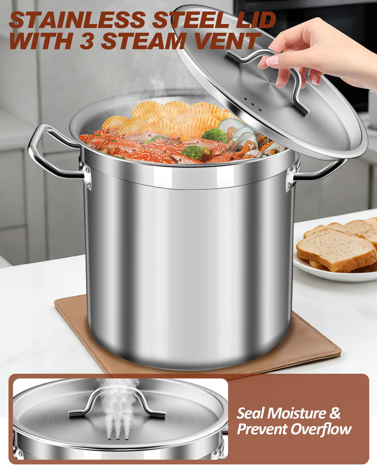 40 Quart Stainless Steel Stock Pot with Lid M55469