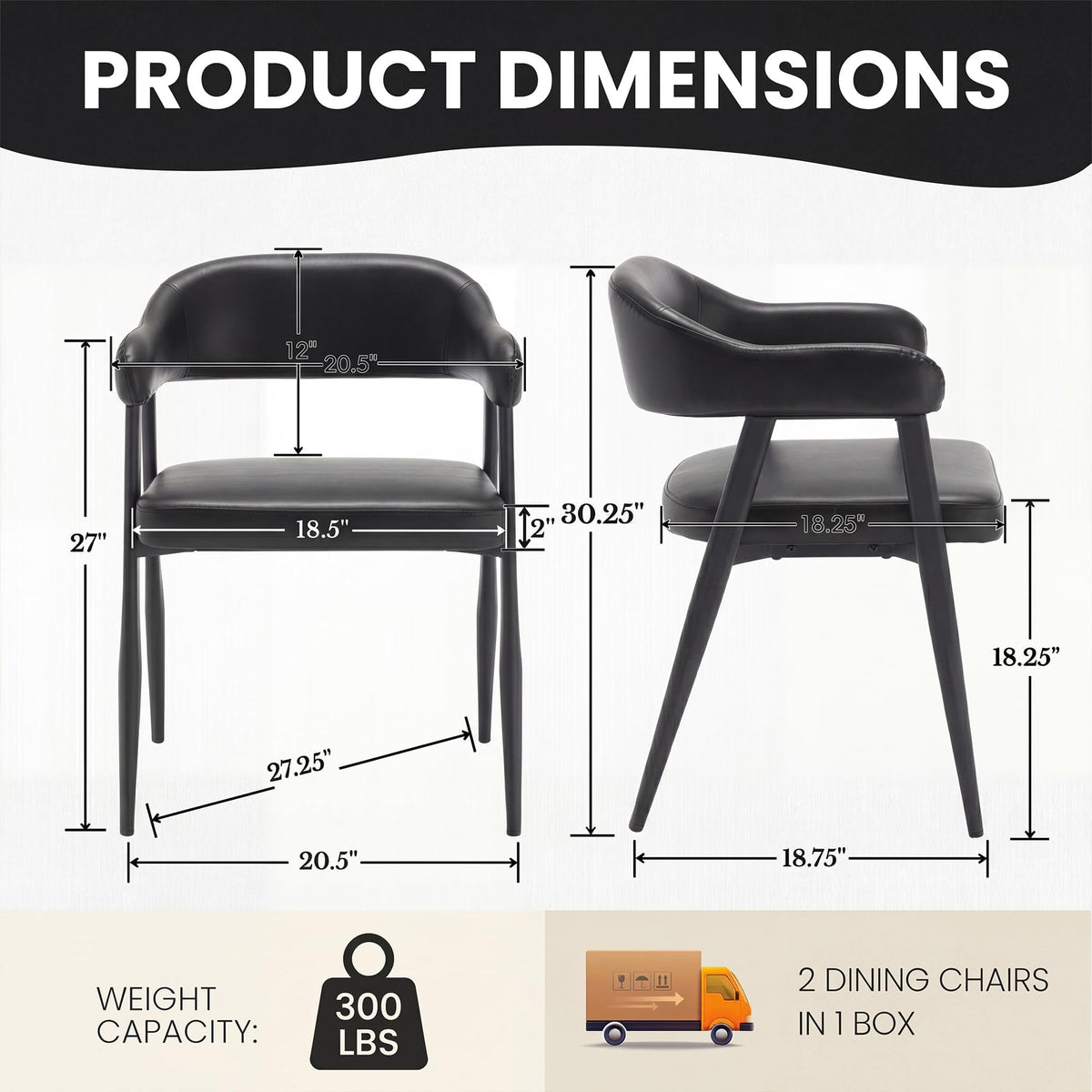 Black Faux Leather Dining Chairs Set of 6 R6710