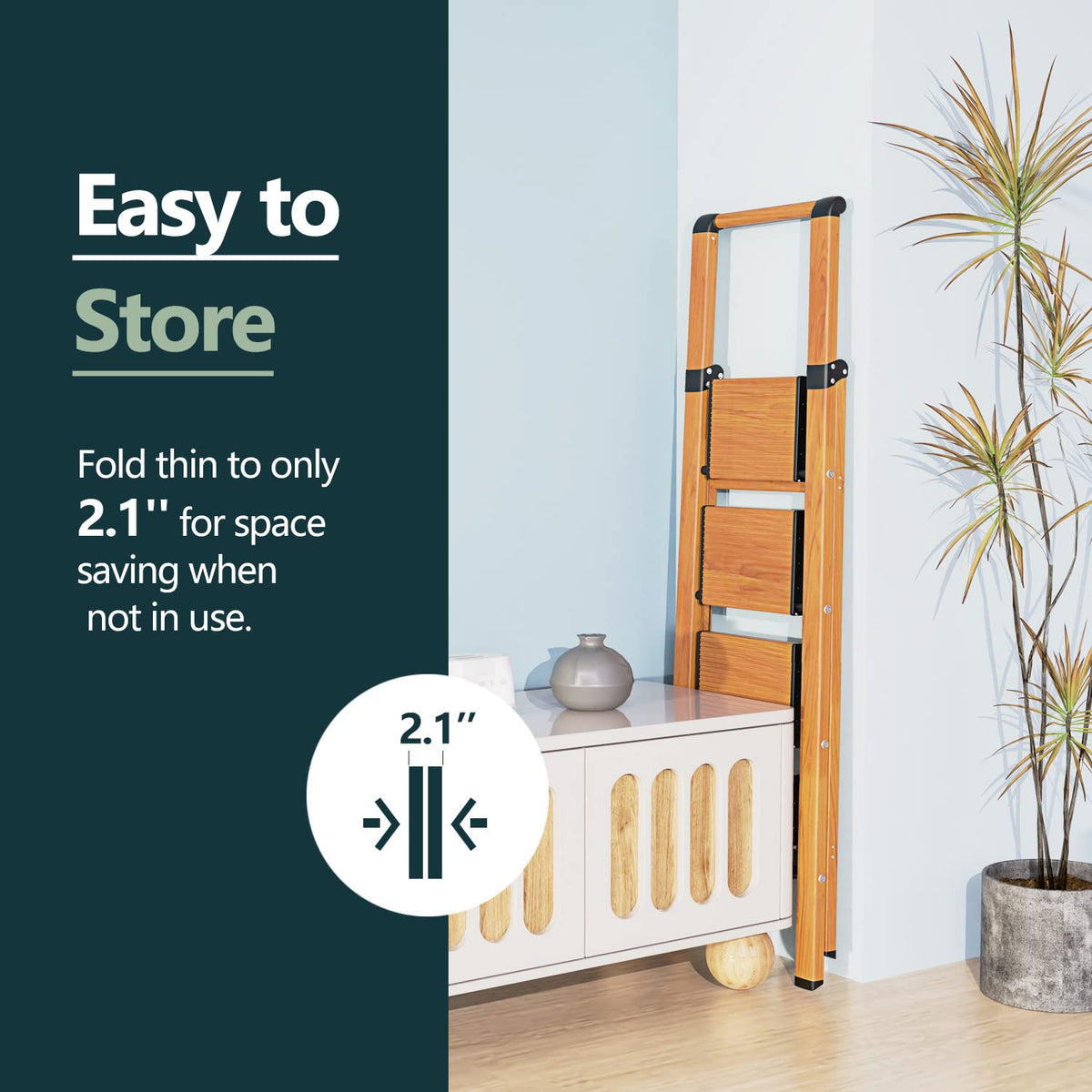 4 Step Ladders, 300lbs Load, 36'' Top Step, Wood Grain H680266