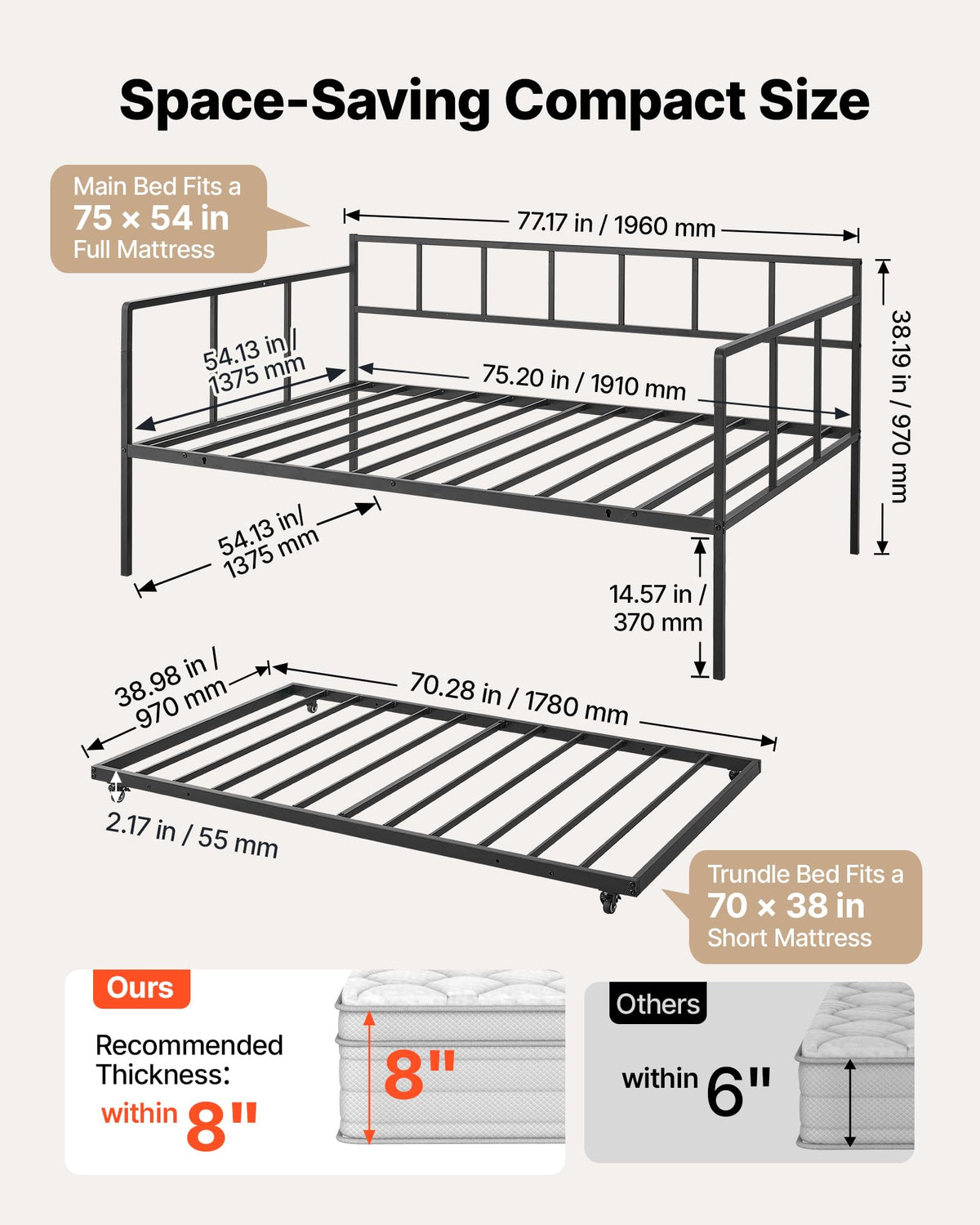 Full Size Daybed with Pop Up Trundle F1164